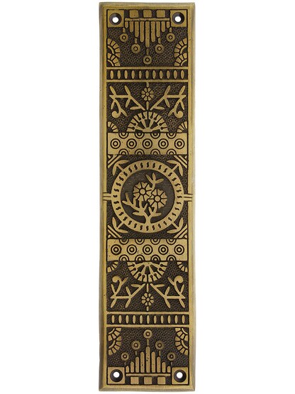Cast Iron Windsor Pattern Push Plate In Antique Brass Finish.